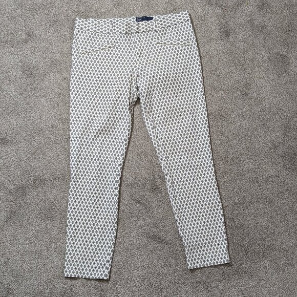 GAP White/Black Stretch Zip Ankle Pants; Mid-Rise; Zip Pockets; Size 10R - Picture 1 of 4
